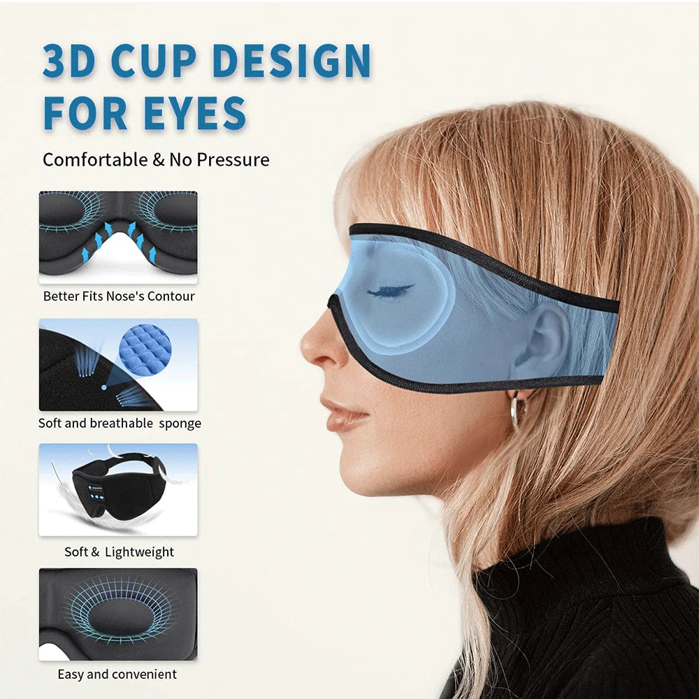 Bluetooth Sleep Headphones Mask – 3D Eye Mask with HD Speakers