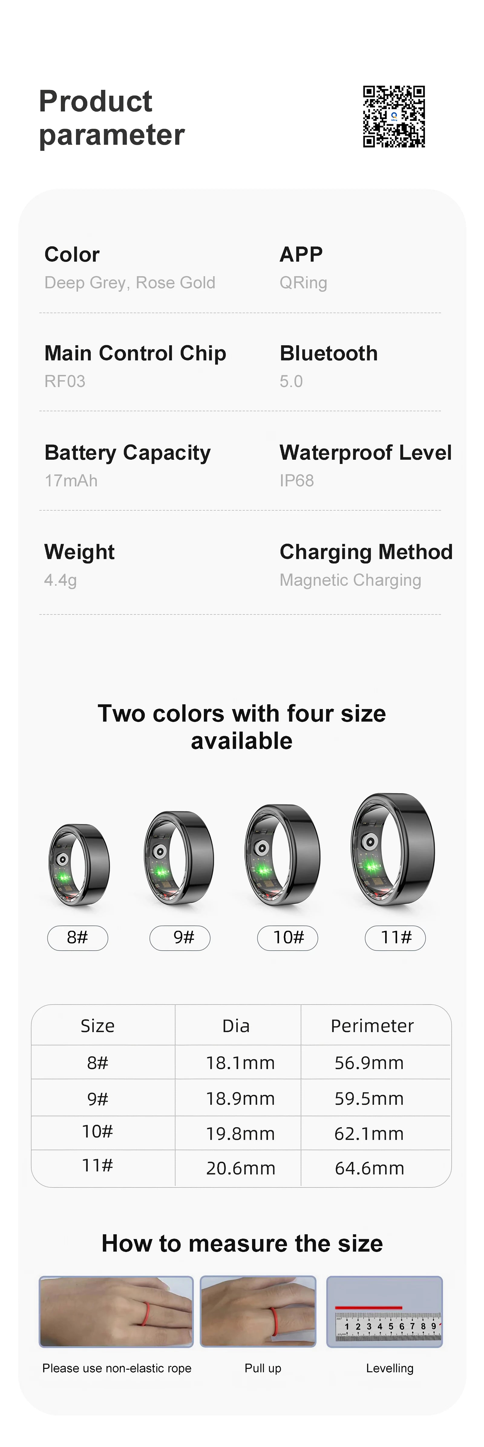 AMZMAX R02 Smart Ring – Fitness Tracker, Multi-Sport Modes, Waterproof
