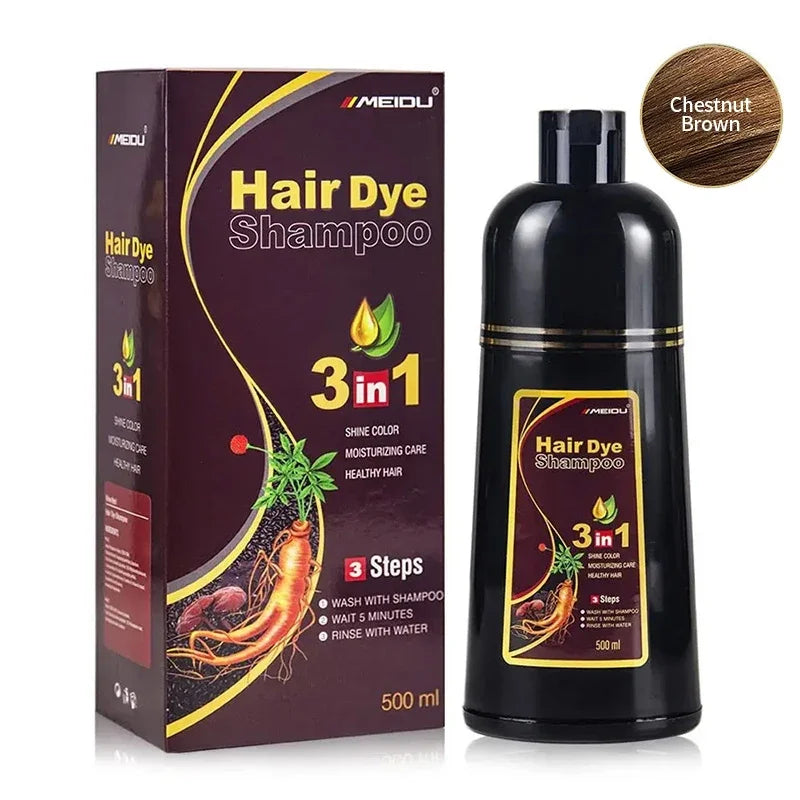 3-in-1 Herbal Black Hair Dye Shampoo & Conditioner
