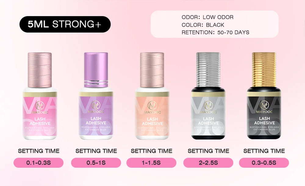 MAYOOC 0.3s Eyelash Extension Glue – Fast Dry Black Lash Adhesive for Sensitive Eyes