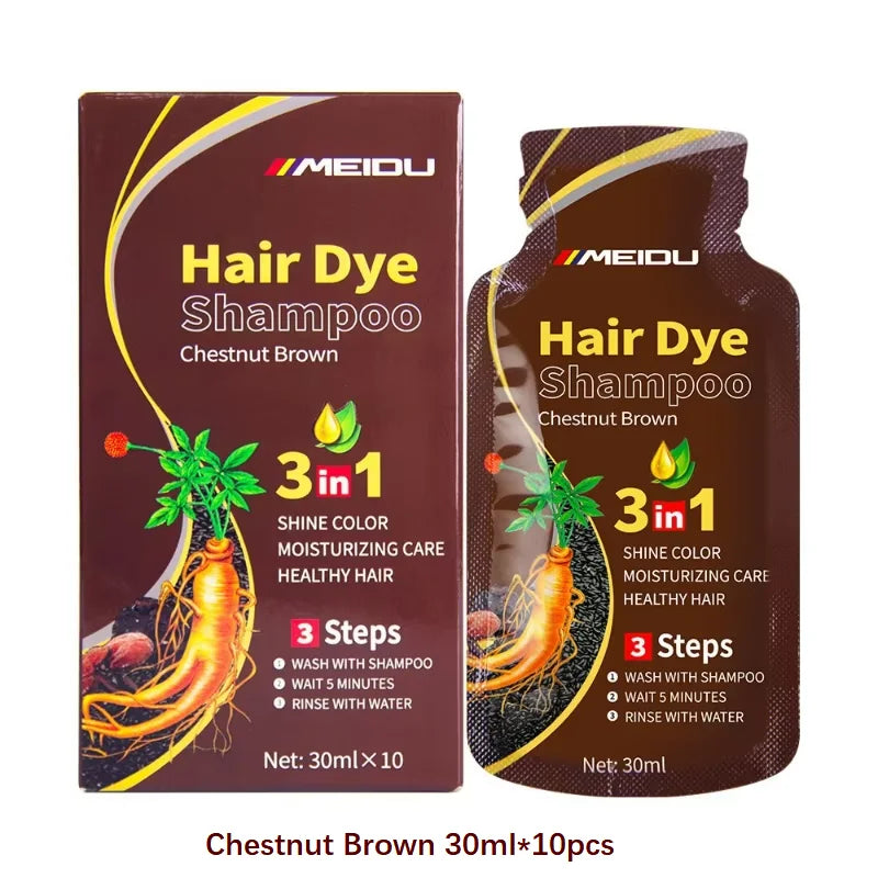 3-in-1 Herbal Black Hair Dye Shampoo & Conditioner