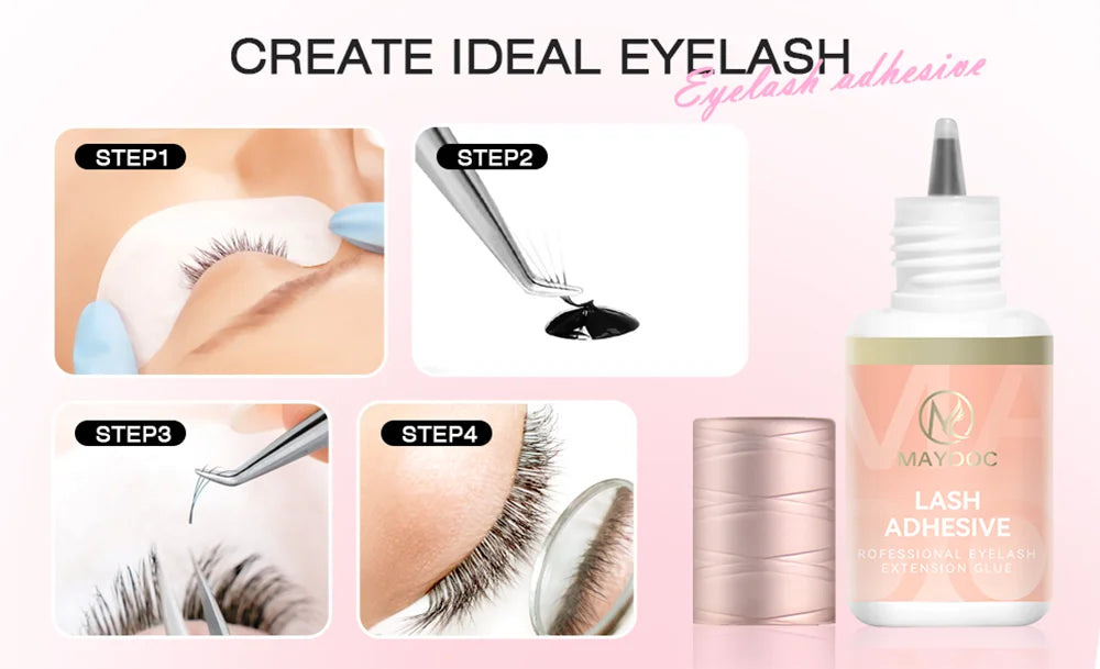 MAYOOC 0.3s Eyelash Extension Glue – Fast Dry Black Lash Adhesive for Sensitive Eyes
