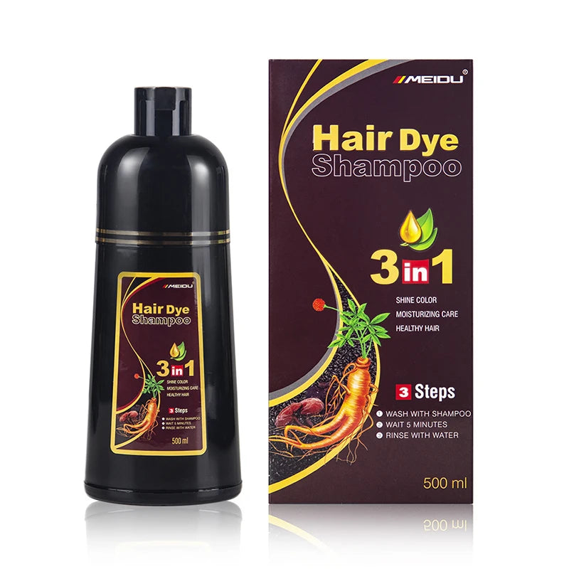 3-in-1 Herbal Black Hair Dye Shampoo & Conditioner
