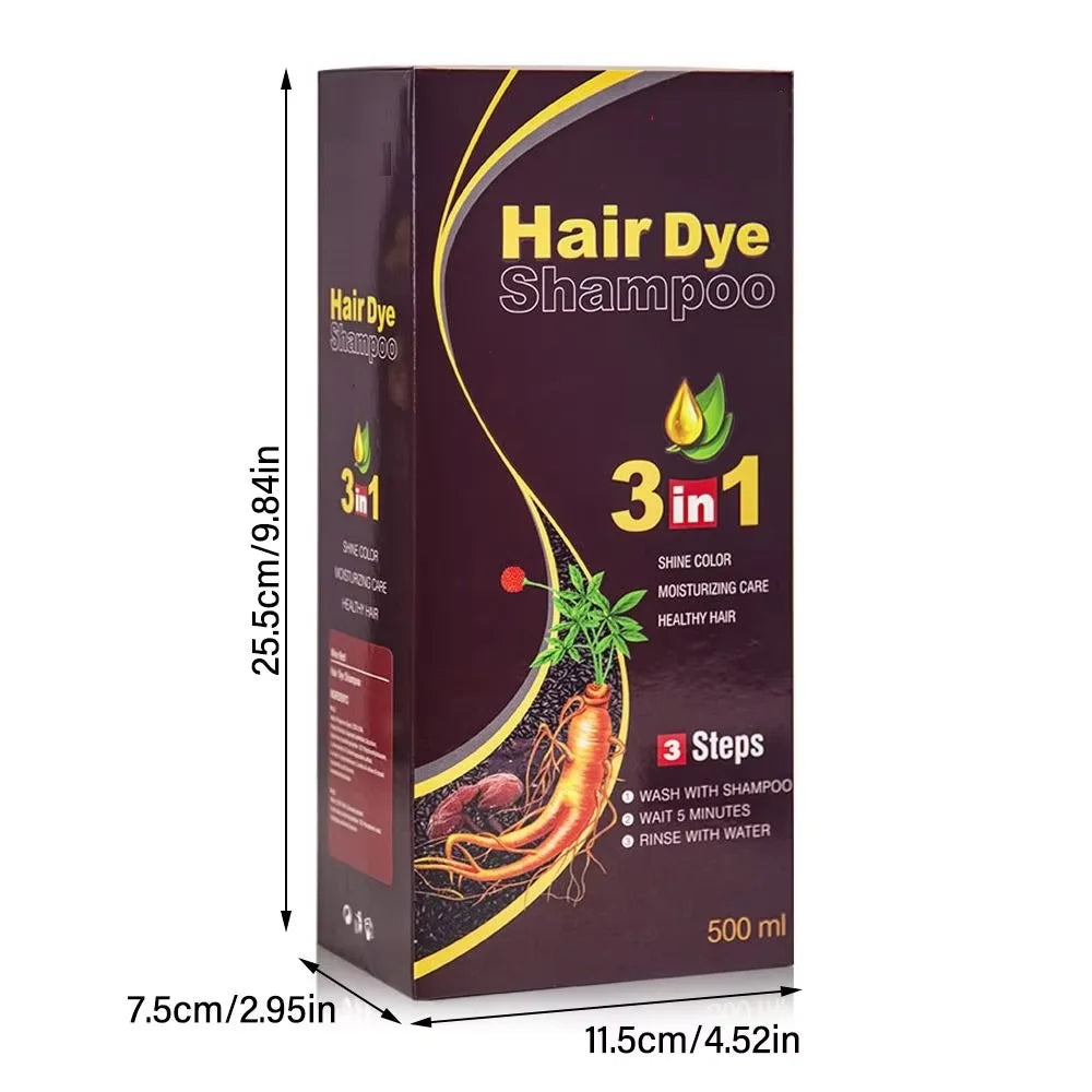 3-in-1 Herbal Black Hair Dye Shampoo & Conditioner
