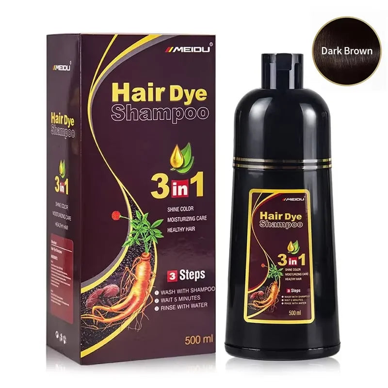 3-in-1 Herbal Black Hair Dye Shampoo & Conditioner