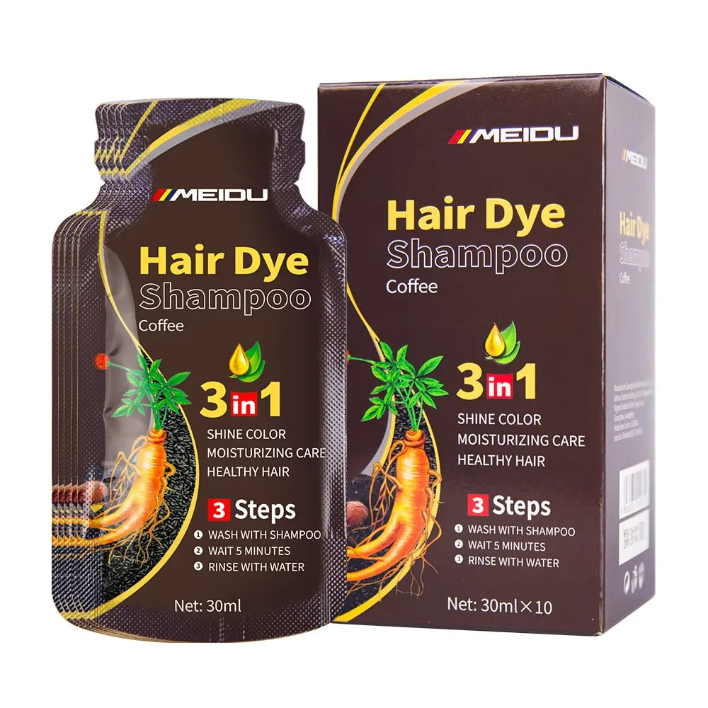 3-in-1 Herbal Black Hair Dye Shampoo & Conditioner