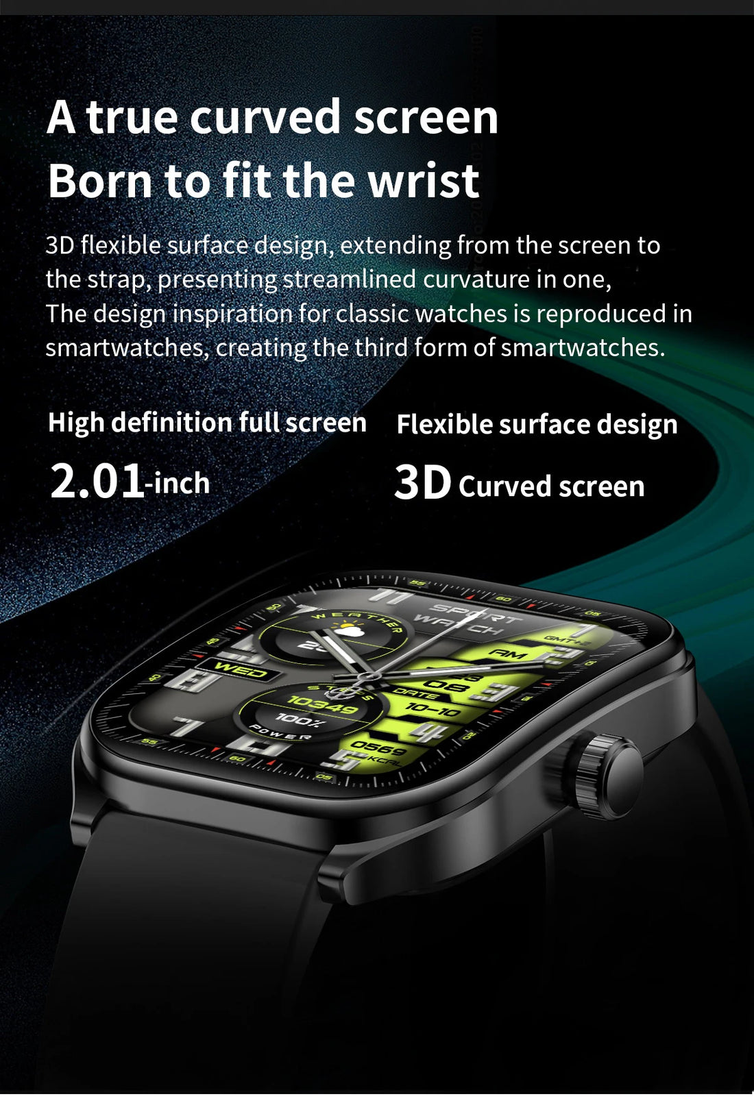 2.01" AMOLED Curved Screen Smart Watch