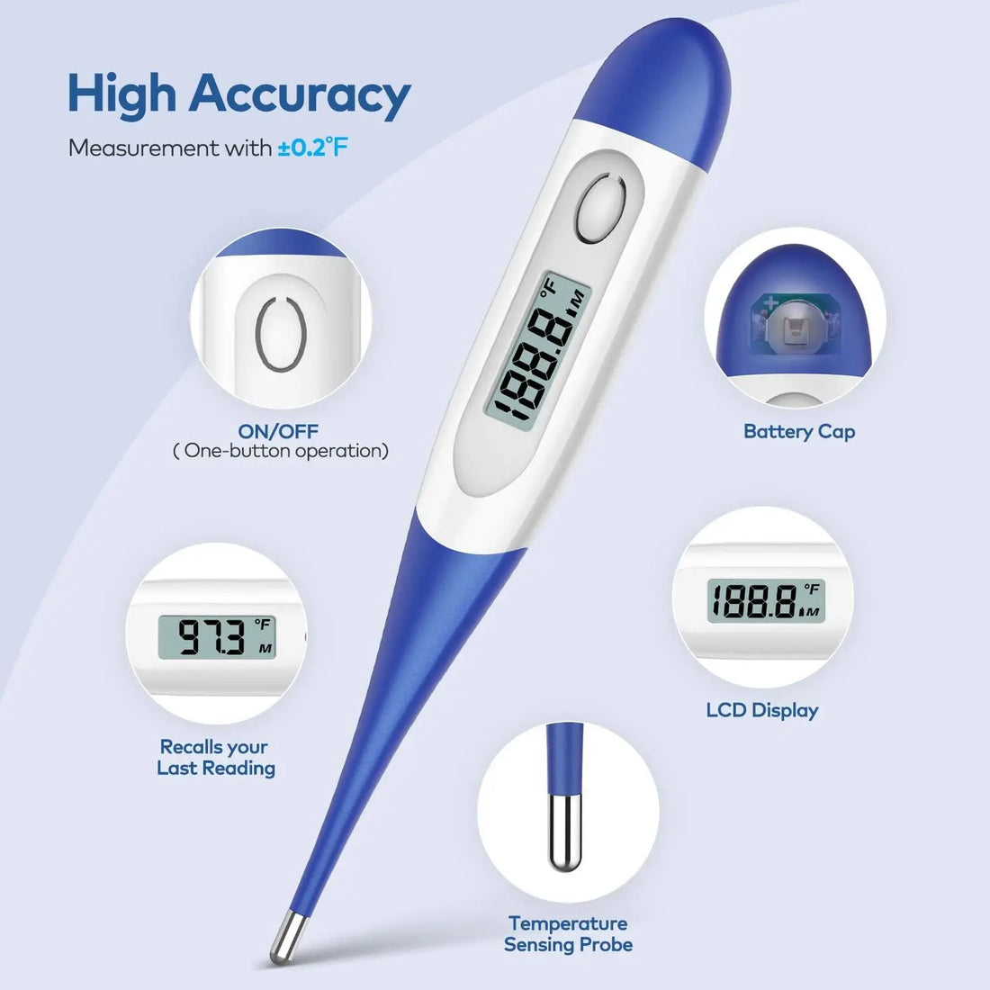 Digital Oral Thermometer – Fast 15-Second Reading