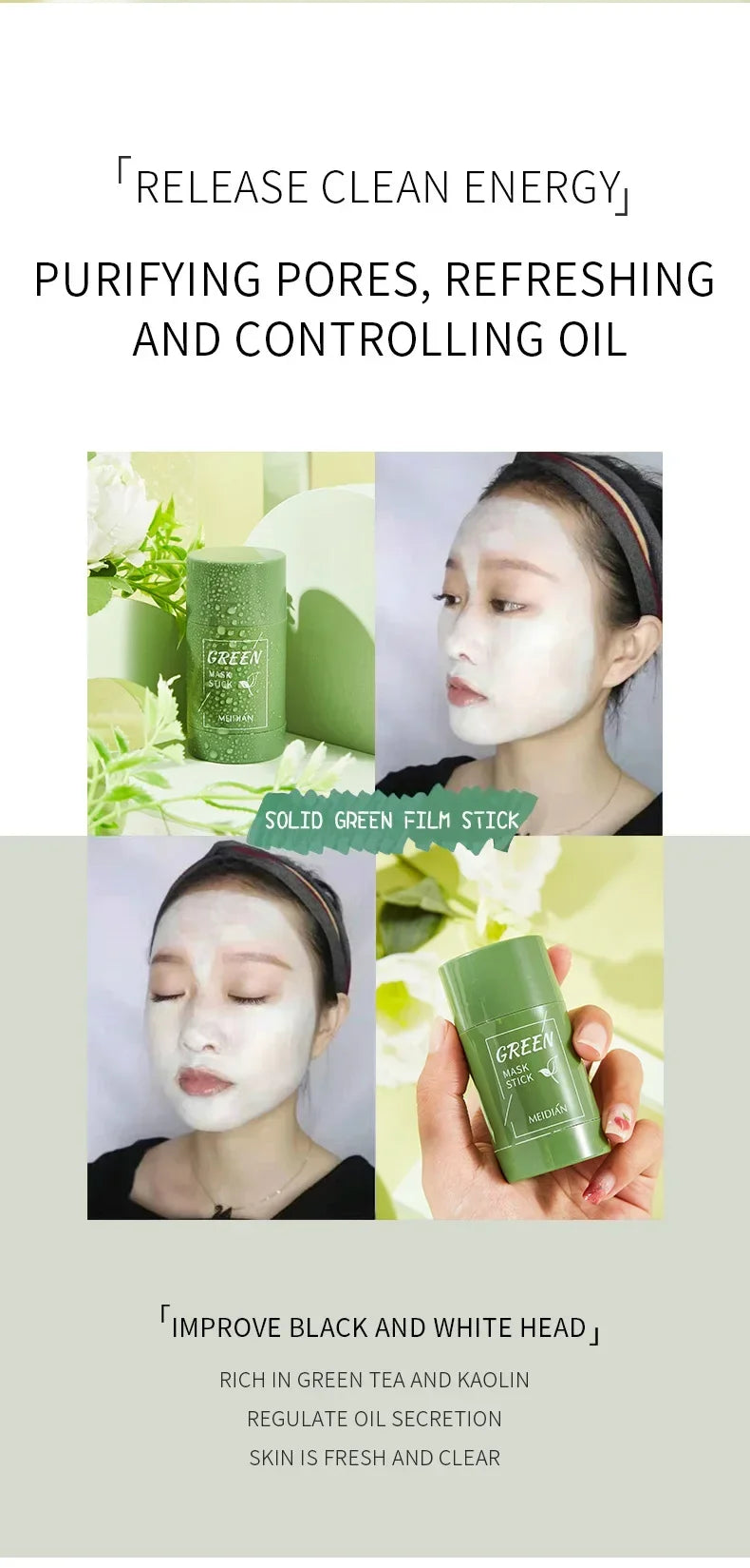 Green Tea Mask Stick – Blackhead & Acne Removal, Deep Cleansing