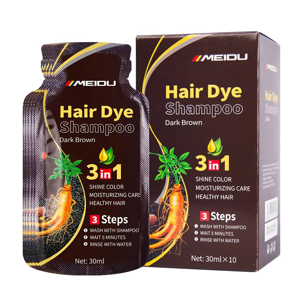 3-in-1 Herbal Black Hair Dye Shampoo & Conditioner