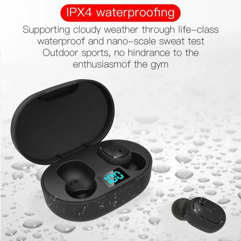 TWS E6S Wireless Bluetooth Earphones By Mic LED Display Stereo Noise Cancelling Headset With Charging Cable For All Smartphone