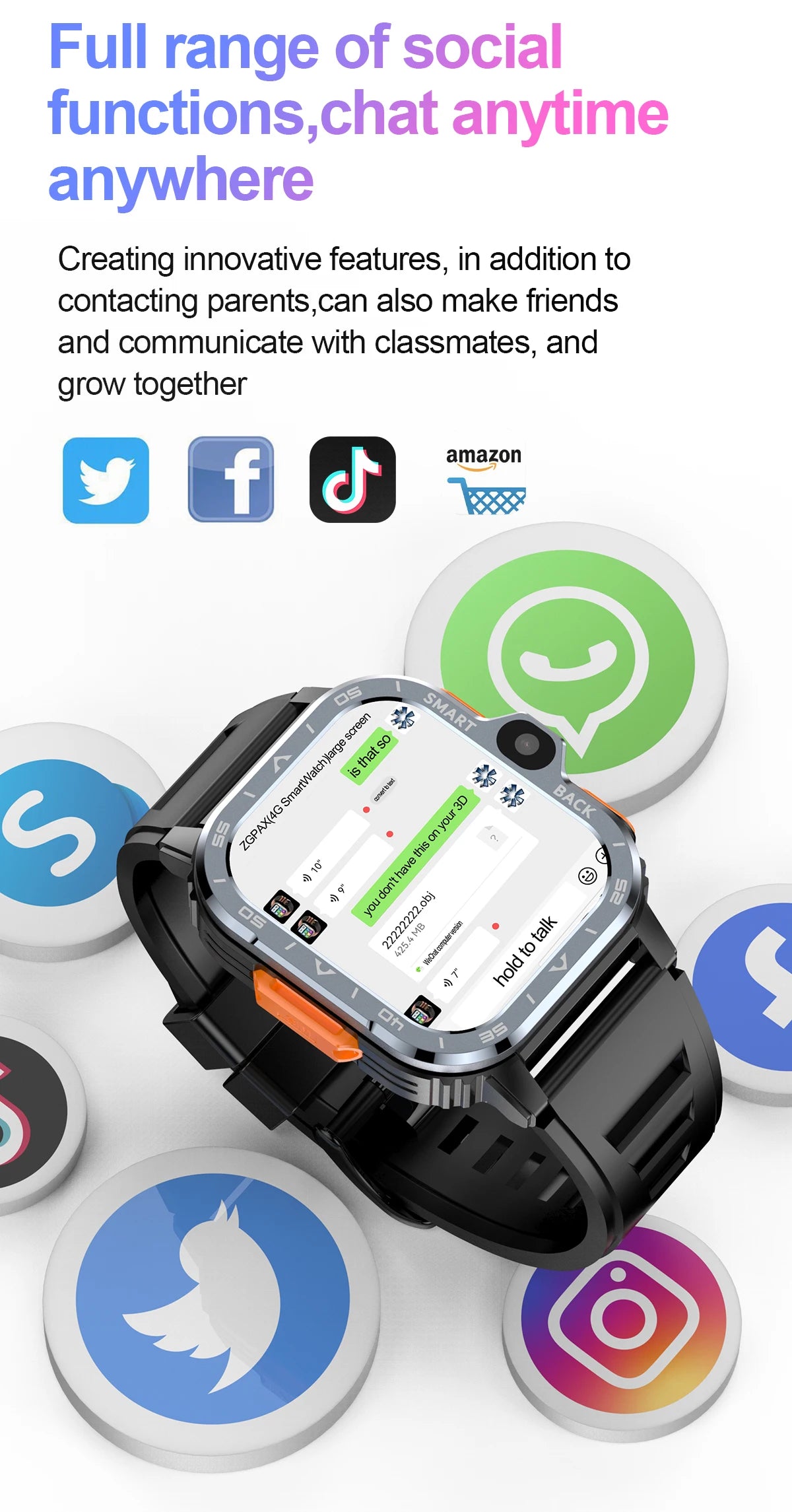 Roid Smart Watch – GPS, Dual Camera, 16+64G Storage, NFC, 4G SIM & WiFi