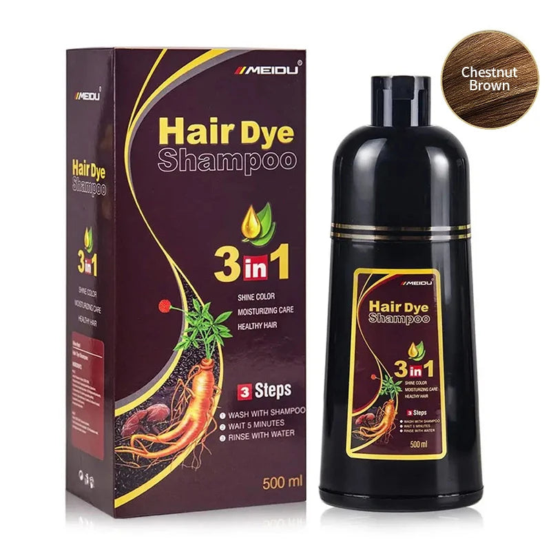 3-in-1 Herbal Black Hair Dye Shampoo & Conditioner
