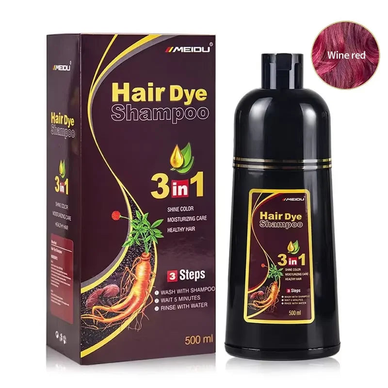 3-in-1 Herbal Black Hair Dye Shampoo & Conditioner