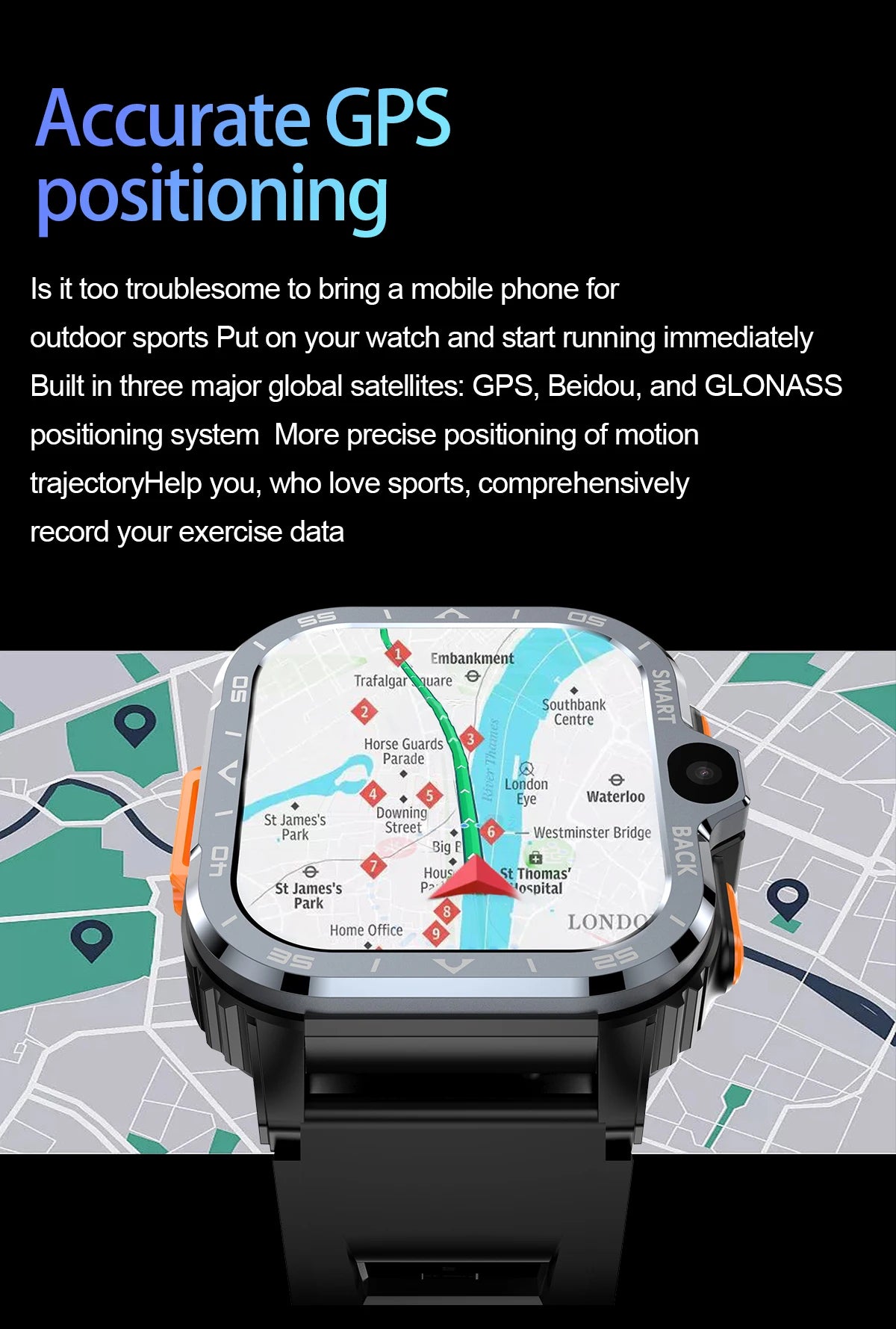 Roid Smart Watch – GPS, Dual Camera, 16+64G Storage, NFC, 4G SIM & WiFi