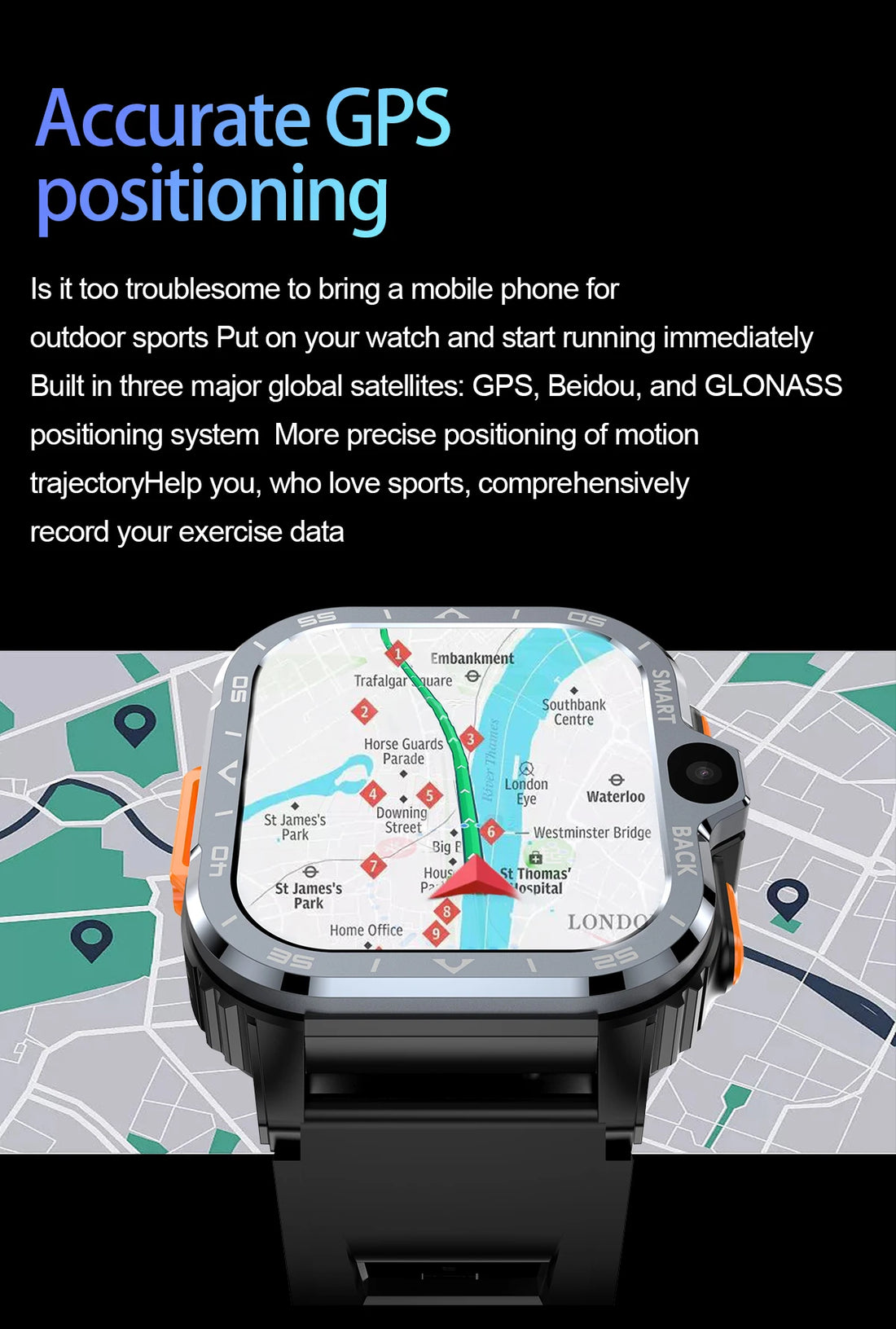 Roid Smart Watch – GPS, Dual Camera, 16+64G Storage, NFC, 4G SIM & WiFi