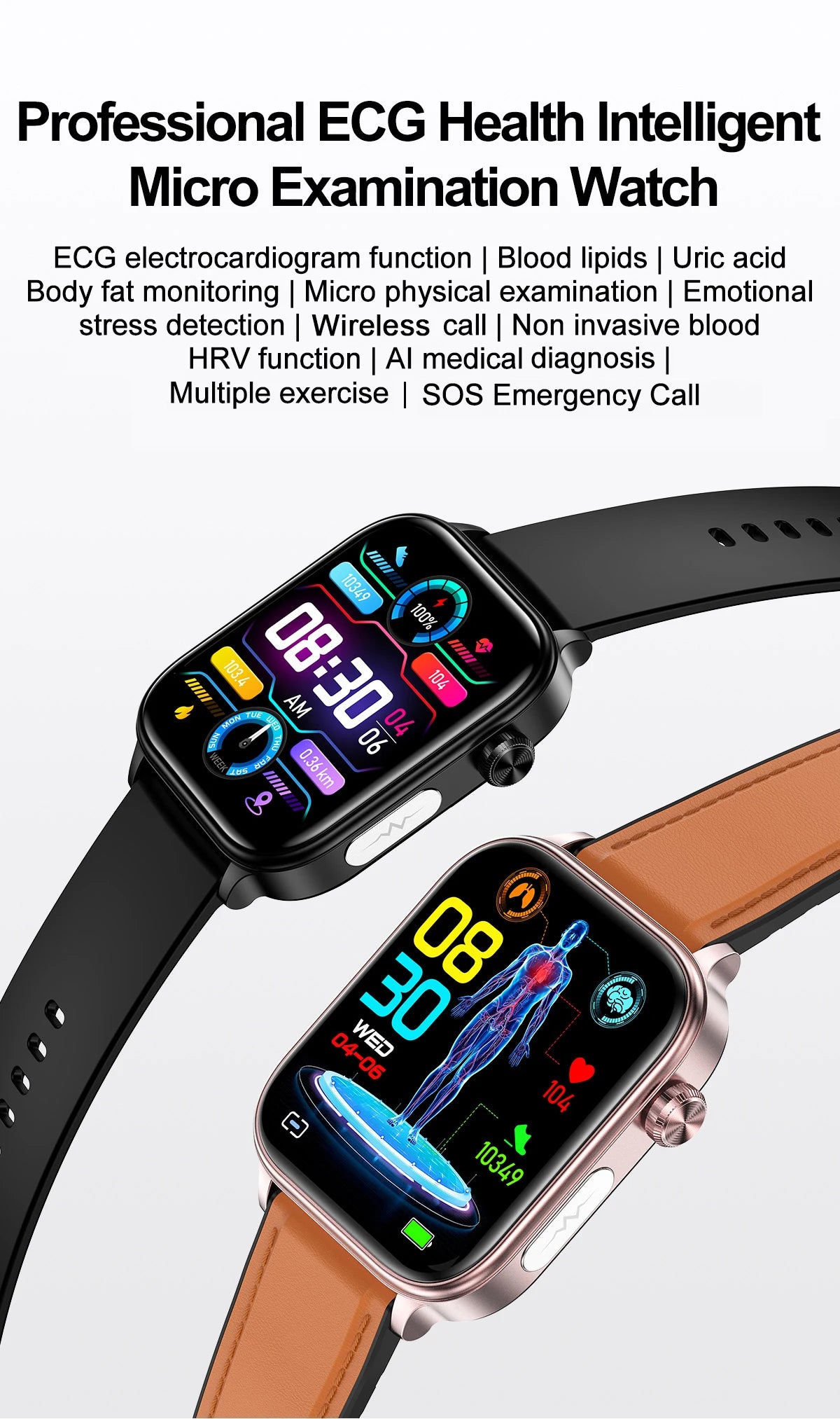 LIGE 2025 Smart Watch – ECG+PPG AI Health Diagnose Tracker for Men & Women
