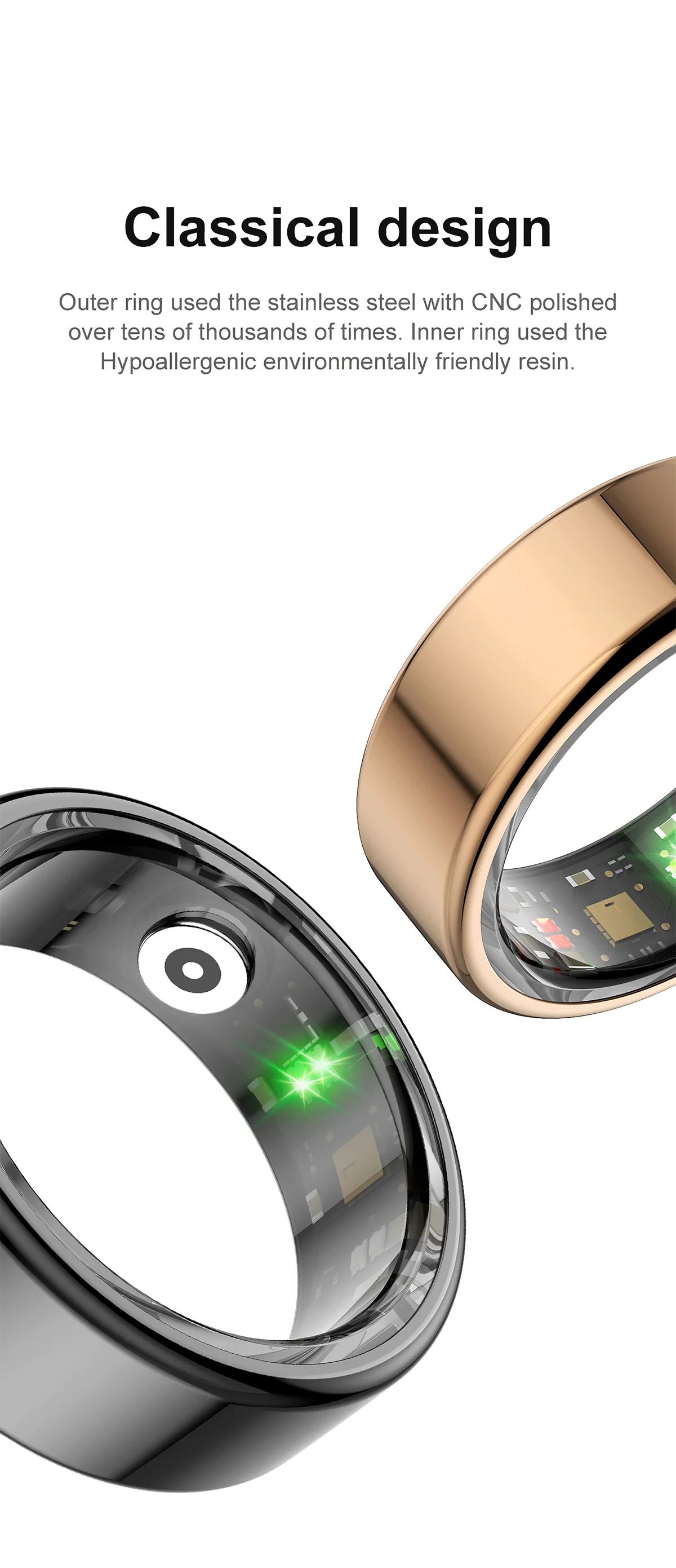 AMZMAX R02 Smart Ring – Fitness Tracker, Multi-Sport Modes, Waterproof