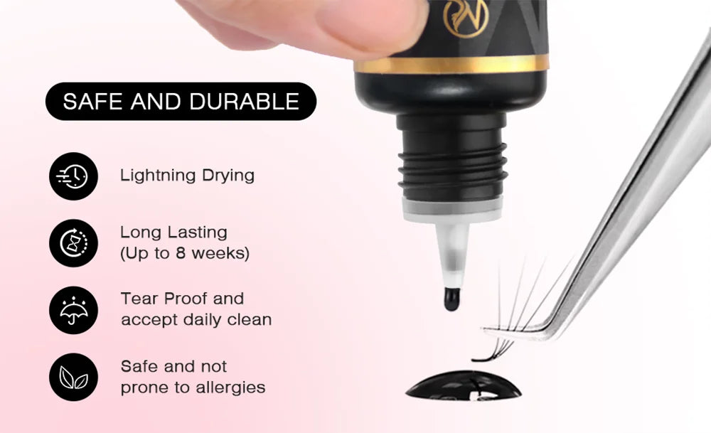 MAYOOC 0.3s Eyelash Extension Glue – Fast Dry Black Lash Adhesive for Sensitive Eyes
