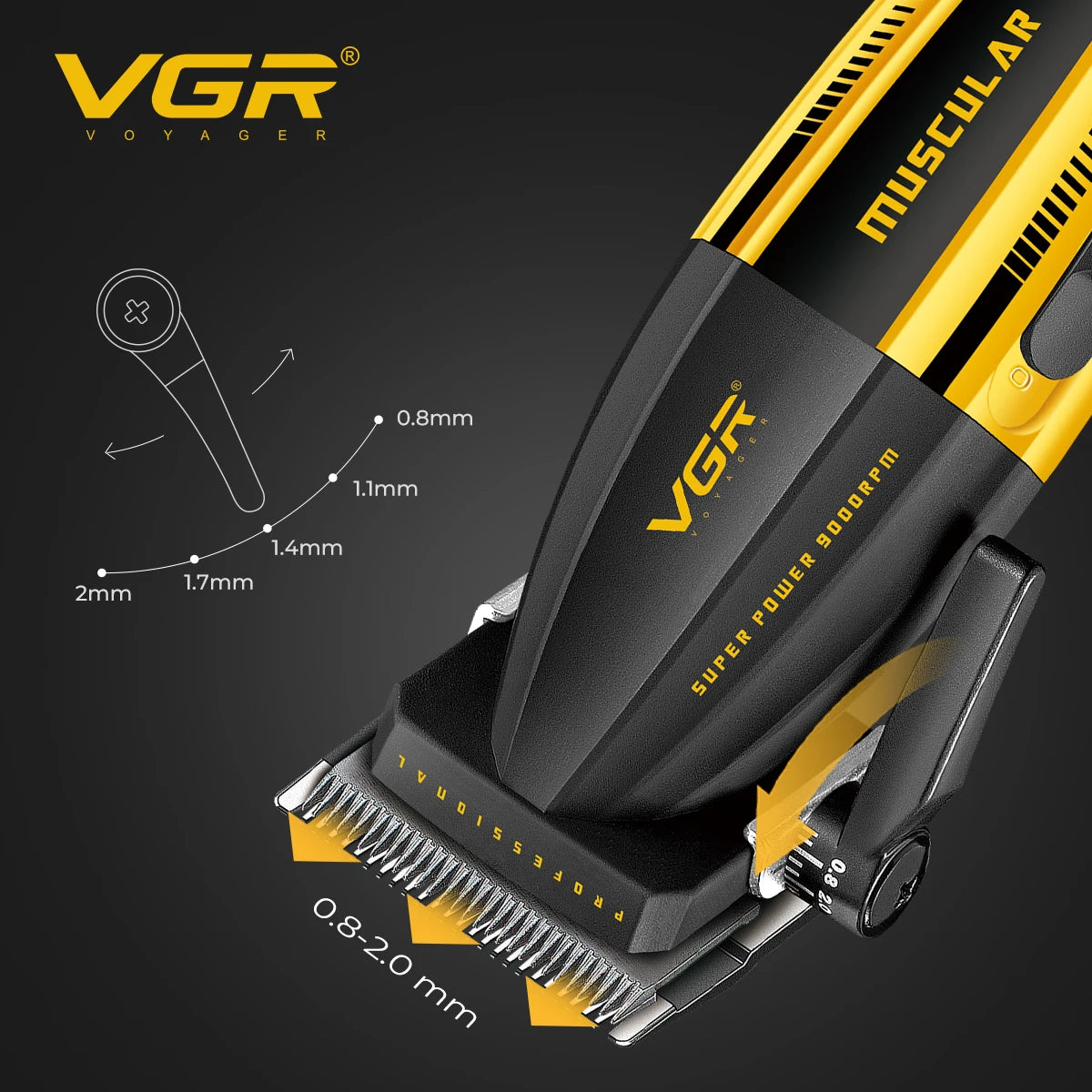 VGR V-285 Professional Hair Clipper – Cordless Barber Trimmer 9000 RPM