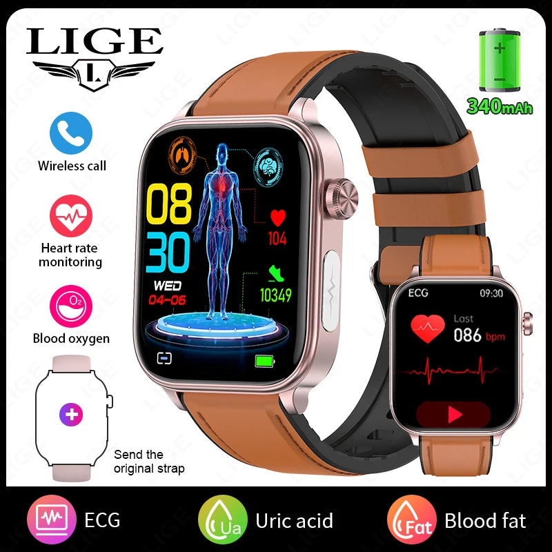 LIGE 2025 Smart Watch – ECG+PPG AI Health Diagnose Tracker for Men & Women