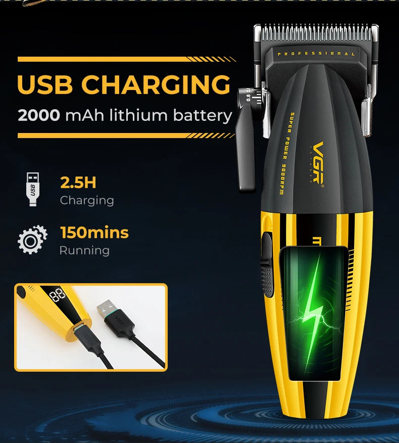 VGR V-285 Professional Hair Clipper – Cordless Barber Trimmer 9000 RPM