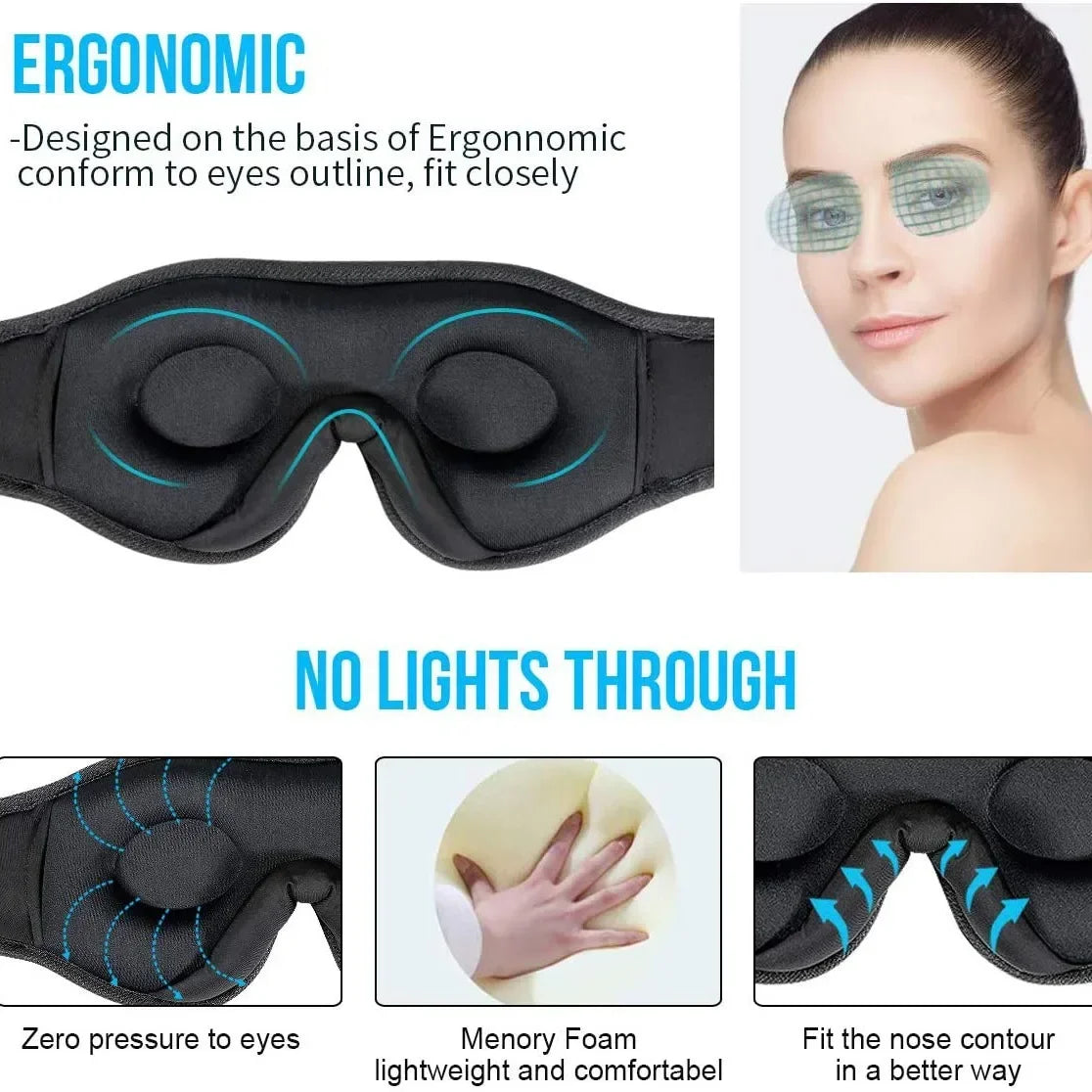 Bluetooth Sleep Headphones Eye Mask – 3D HD Speakers