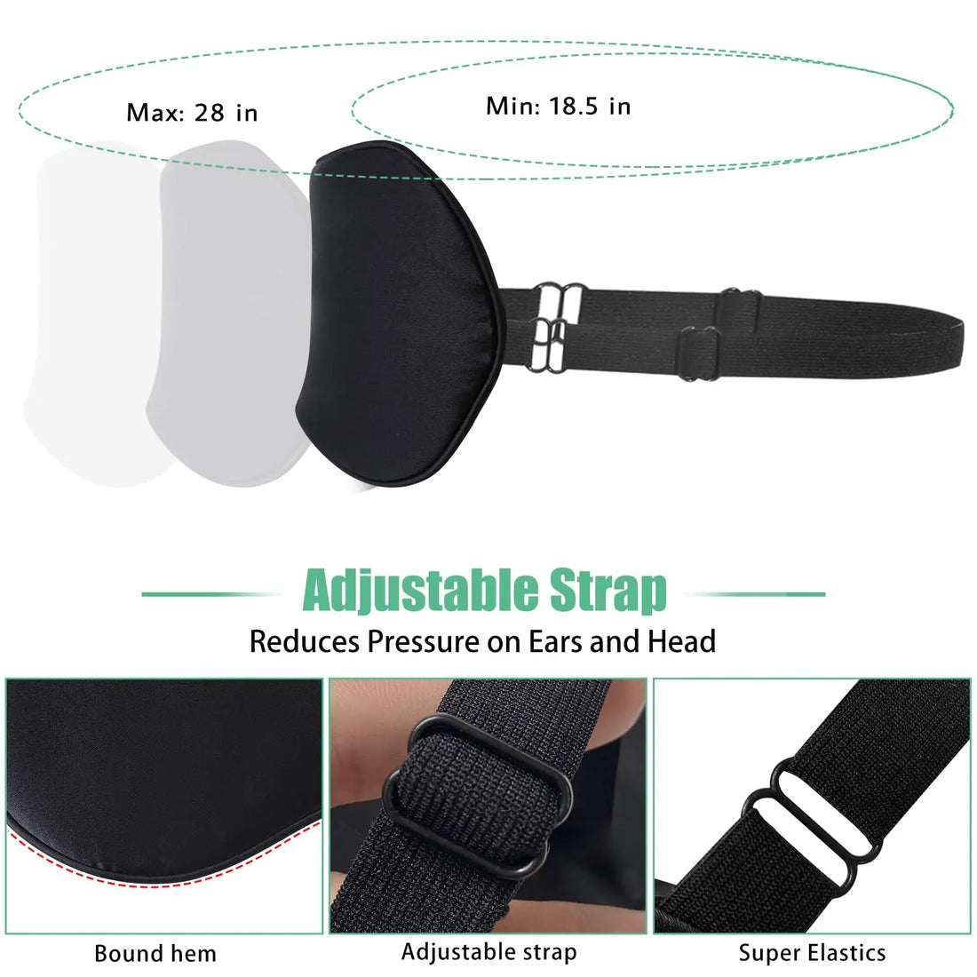 100% Natural Silk Sleep Mask with Adjustable Strap