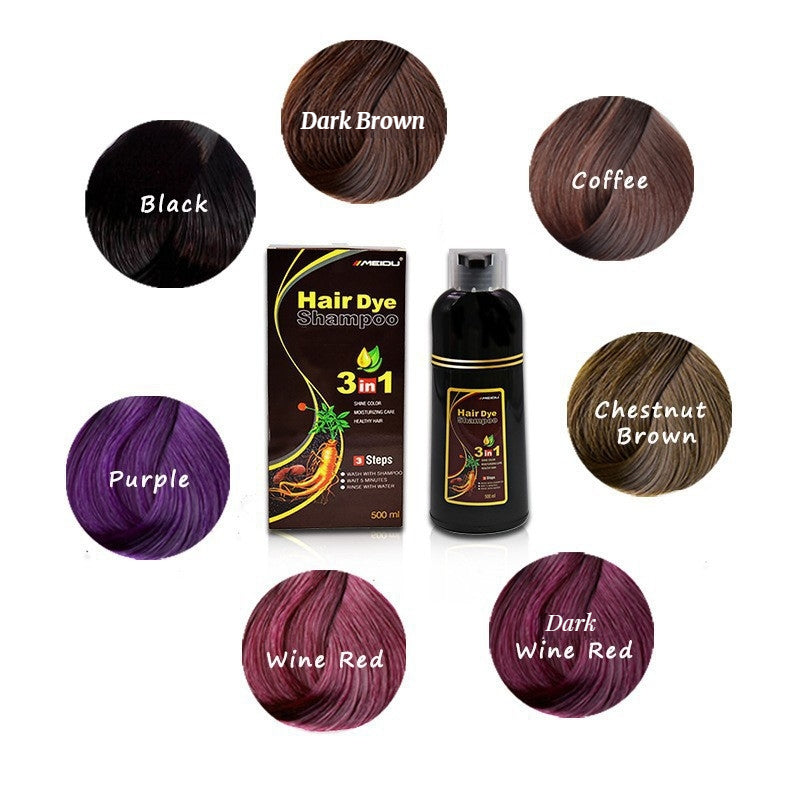3-in-1 Herbal Black Hair Dye Shampoo & Conditioner